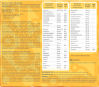 Nutritional supplement label with detailed ingredient list and dosages on a yellow background