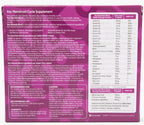 Dual-tablet menstrual supplement back side of packaging